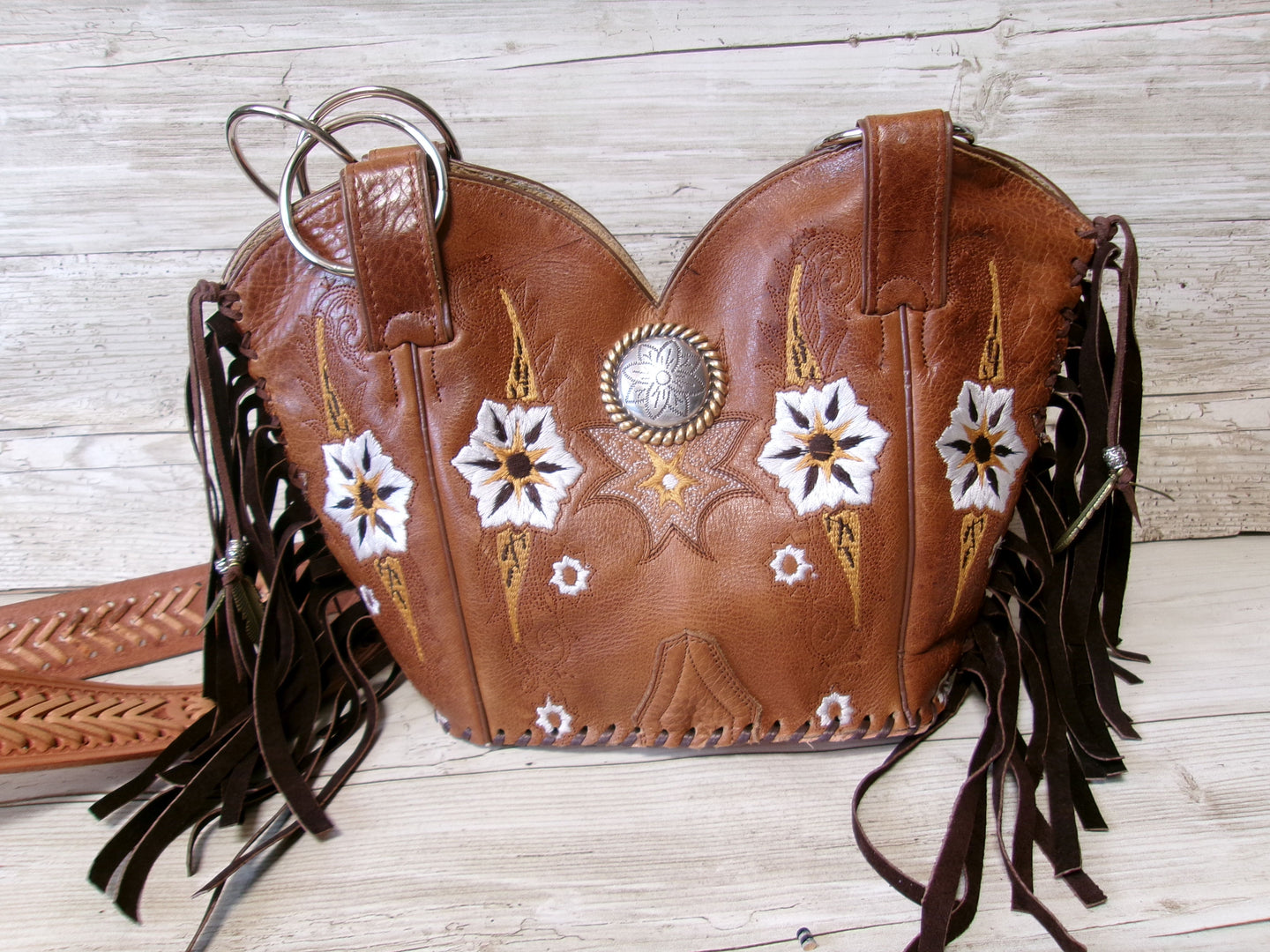 Double Cowboy Boot Purse with Fringe DB354